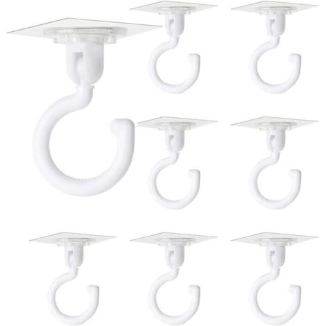 8 Pièces Crochets Auto-adhésifs Transparents Crochet Rotatif à 360 Degrés Crochet Adhésif Puissant Plafond Crochets Muraux Sans Perçage pour Sall (1/4)