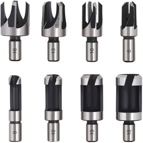 Tourillon Bois 8PCS HSS Foret Bois Fraise à Bouchonner Bois outil de coupe bois Mèches des Bouchons Wood Plug Cutter Drill Bits 6mm /10mm/13mm/16mm Petite Fraise Bois Pour Perceuse (1/3)