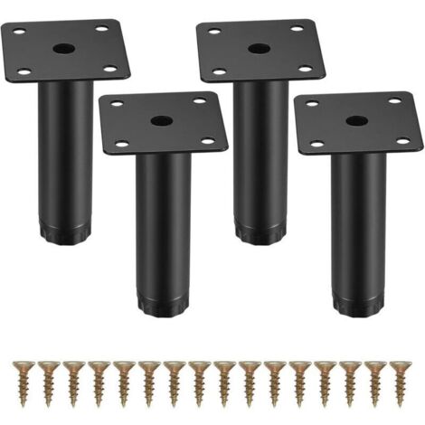 4 Pièces Pieds de Meuble, 10 cm/4 Pouces Pieds de Meubles Réglables, Pieds de Support en Fixation en Métal pour Meubles/Table/Chaise/Bureau/Cuisine/Armoire/Canapé (1/4)