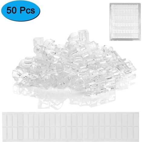 Lot de 20 Clips Auto-adhésifs pour Gestion des câbles, organisateurs de câbles pour TV, PC, Ordinateur Portable, câble Ethernet, Bureau, Maison (1/5)