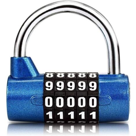 Cadenas à Combinaison à 5 Chiffres, Cadenas pour Gymnase, Peut être Réinitialisé Serrures à Combinaison, pour l'Ecole, Casier Sportif et Sport, Etui, Boîte à Outils, Clôture (1/4)