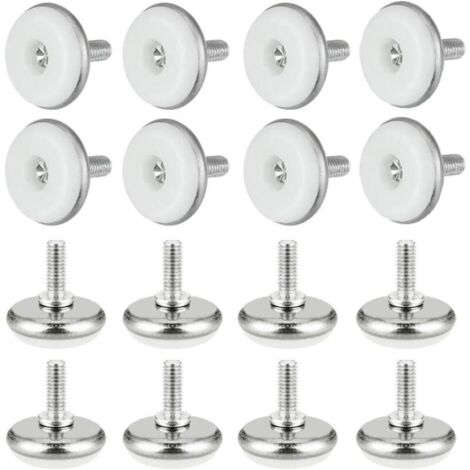 M6x15 x 30mm,Blanc,16 PCS Pied Vérin Réglable Pied de Nivellement en Plastique et Métal avec Écrou Pieds Réglables Vis de Réglage Meuble pour Table Meuble Bureau Placard Chaise (1/4)