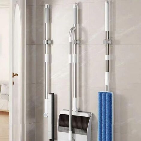 2PCS Broom Holder Wall Mount, Mop Holder Hanger, Broom Storage Organizer, Hanging Heavy Duty Tool Organizer Slots for Home, Kitchen, Garage, Garden, Laundry Accessories (1/5)
