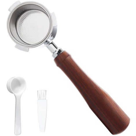 Porte-filtre sans fond de 51 mm avec panier en acier inoxydable à 3 oreilles et poignée en bois massif Pièces de rechange pour porte-filtre compatibles avec la machine Delonghi EC685/EC680 (1/5)