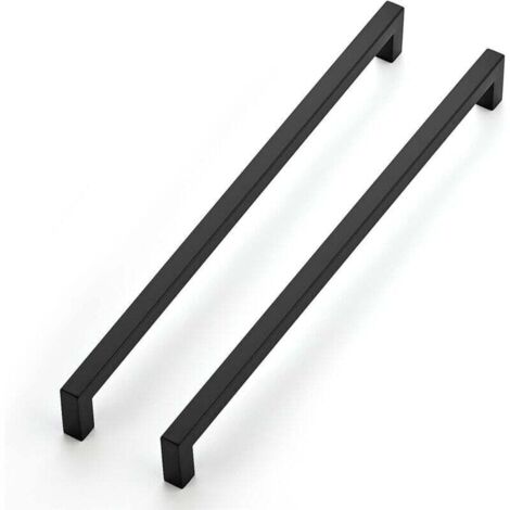 (Lot de 2) Poignées de meubles noires de 320 mm pour armoires de cuisine, poignées de tiroir, poignées de porte noires pour armoires de cuisine (1/4)