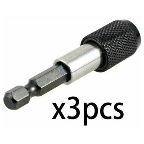 (3 pièces) Porte-embout de tournevis à tige hexagonale de 6,35 mm 60 mm Poignée d'extension de tournevis magnétique Poignée de tournevis Porte-embout de tournevis à dégagement rapide pour guide de per (1/4)