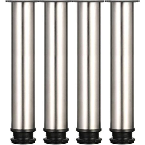4 pieds réglables - hauteur 250 mm, pieds de meuble épais, hauteur réglable 0-15 mm, pieds de table, pieds de meuble, acier inoxydable brossé - vis en acier inoxydable incluses (1/4)