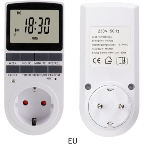 (2 Pack) Prise Programmable Digitale avec Compte à rebours Minuterie Numérique Journalier/Hebdomadaire Programmateur Prise Electrique avec Ecran LCD et Mode Aléatoire Antivol (1/4)