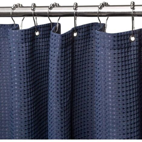Rideau de douche, tissu anti-moisissure - 182x182CM (bleu foncé) Rideau de douche très résistant avec ourlet lesté (1/4)