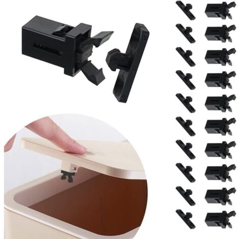 Loquets de Rechange en Plastique, 10 Paires Poubelle en Plastique Verrouillage Auto-Verrouillage Remplacement du commutateur Prise Compatible poubelles Brabantia Touch Top 3 à 50 litres, Noir (1/4)