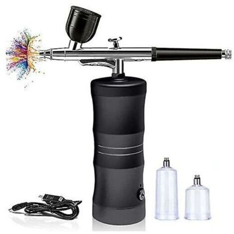 Kit aérographe avec compresseur portable sans fil Mini Air Brush Kit pour peinture, tatouage, nail art, mode, maquillage, décoration de gâteau, barber