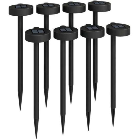 Set de 8 Projecteurs Solaires d’Extérieur – LED 3000K, IP44 – Hauteur 46 cm – Noir (1/5)
