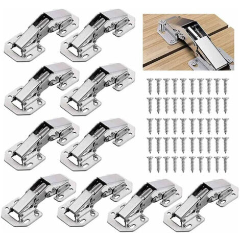 10 PCS Acier allié Charniere Porte Placard/ Cuisine, 3 Pouces 90°Charniere Meuble,Charnière Invisible, Faites Correspondre la vis, Convient aux Portes D'armoires de Bureau (1/4)