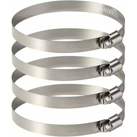 Lot de 4 Colliers de Serrage Tuyau en Acier Inoxydable - Ajustables pour la Fixation de Durites Souples (141mm-165mm) (1/4)