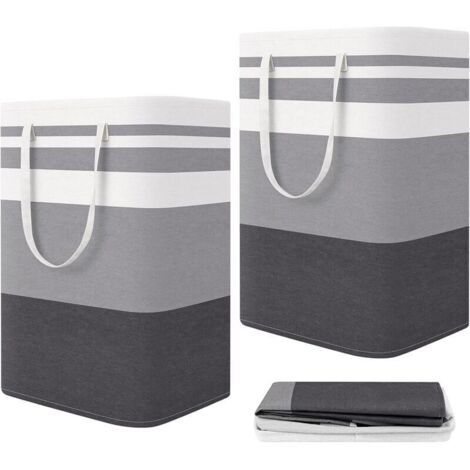 2PCS 75L Panier à Linge Sale Pliable Panier Linge Sale avec poignée Grande Capacité Panier Rangement pour Vêtements et jouets Stockage (1/4)
