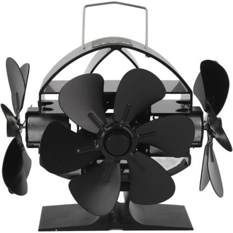 Ventilateur de poêle à bois alimenté par la chaleur, 3 têtes, 18 pales en aluminium, soufflant à 270 degrés, ventilateur thermique avec poignée de protection pour poêle à bois/granulés/brûleur à bûche (1/4)