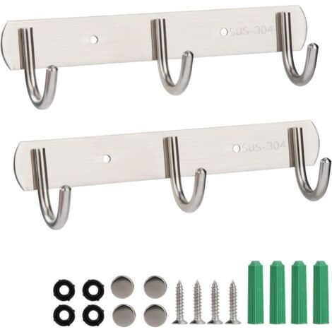 Porte Manteau Mural, 2pcs Patère à Crochets Murale, Portemanteau Mural en Acier Inoxydable pour Chambre Vestibule Salle de Bain Bureau Vêtements Serviette Chapeau (1/5)