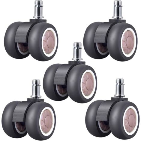 Lot de 5 roulettes universelles silencieuses de 5 cm (2 pouces) en caoutchouc souple TPR pour chaises de bureau et meubles pivotants - RAPANDA (1/5)