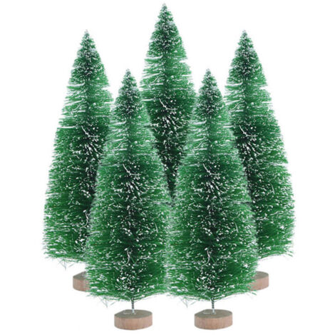 Jeffergarden Sapins de Noël miniatures en sisal et sapins de pin (5 pièces) [Vert gazon, 8,5 cm] (1/5)