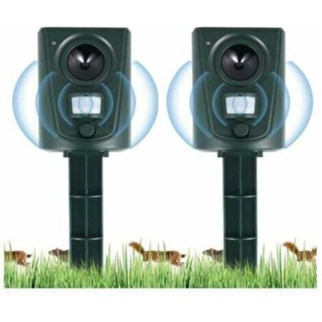 2X Répulsif Chat Jardin à Ultrasons, Répulsif Chats avec Piquet au Sol Prévenir Les Chiens et Les Chats, Les Oiseaux, pour Jardins, Champs, Pépinières, Etanche