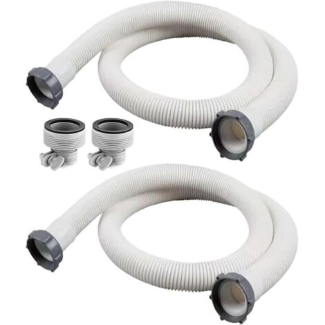 Lot de 2 Tuyaux + 2 Adaptateurs pour Filtre Piscine Intex 29060E, Longueur 150 cm, Diamètre 38 mm
