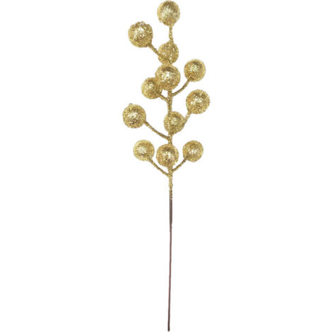 Jeffergarden Décorations de Noël (dorées), 12 têtes, bouquet de fruits artificiels pailletés or et argent, branches de Noël, 21 cm (1/5)