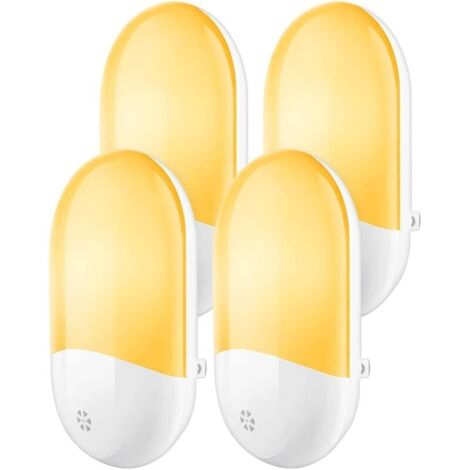 Ensemble de 4 veilleuses LED avec détecteur de lumière, lumière blanche chaude pour couloir, chambre, garage, cuisine – RAPANDA (1/5)