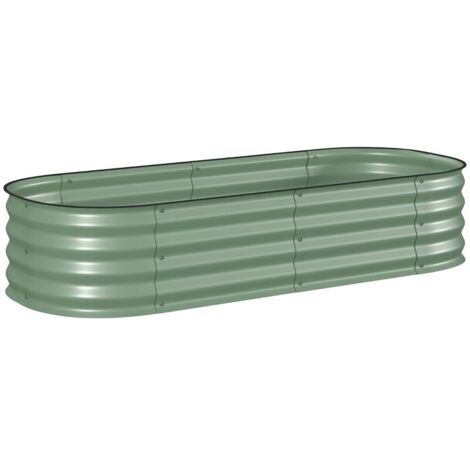 Jardinière En Métal Avec Fond Ouvert Et Bords Sécurisés – Idéale Pour Jardin, Terrasse – Dimensions : L 150X P62 X H 30 Cm Vert (1/5)