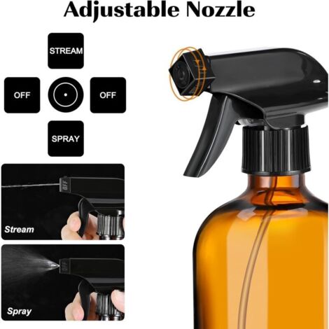 Paquet de 3 flacons pulvérisateurs en verre ambré pour solution nettoyante, huiles essentielles botaniques pour cheveux (14 fl. Oz) Flacons pulvérisateurs en verre vides pour produits ménagers marron (1/4)