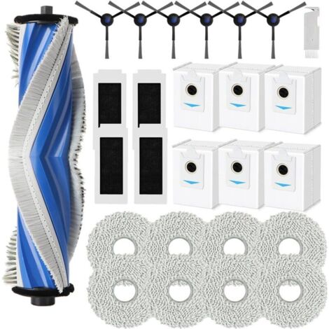 Accessoires de Rechange pour Ecovacs Deebot T30S Pro/ T30S, Pièce de Remplacement avec 1 Brosse Principale, 8 Serpillère, 6 Sac à Poussière, 6 Brosses Latérales, 4 Filtres HEPA (1/5)