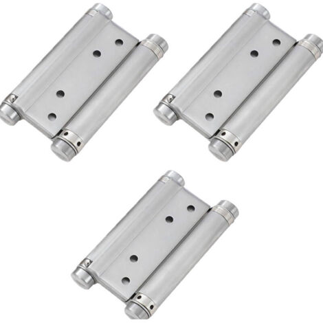Charnières à ressort double action en acier inoxydable (126 mm) pour portes battantes Charnière à fermeture automatique pour porte d'armoire de comptoir de café bar pub jusqu'à 25 kg (3 pièces) (1/5)