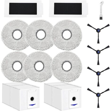 Accessoires pour ECOVACS DEEBOT T30 Pro Omni / T30 Omni Robot aspirateur pièce de Rechange, 6 Chiffon + 2 Sac à poussière + 4 brosses latérales + 2 filtres (1/5)