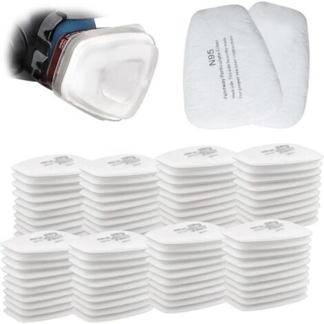 Filtres de Rechange 5N11CN (Lot de 80) – Anti-particules chimiques et vapeurs organiques – Pour masques 6200, 7502, 6800 – Blanc (1/5)