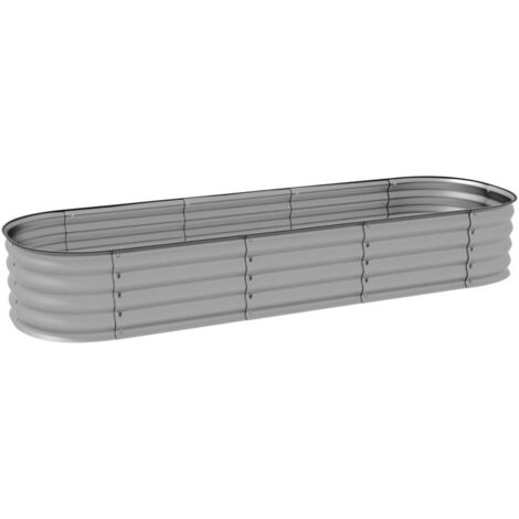 Jardinière En Métal Avec Fond Ouvert Et Bords Sécurisés – Idéale Pour Jardin, Terrasse – Dimensions : L 195X P62 X H 30 Cm Argent (1/5)