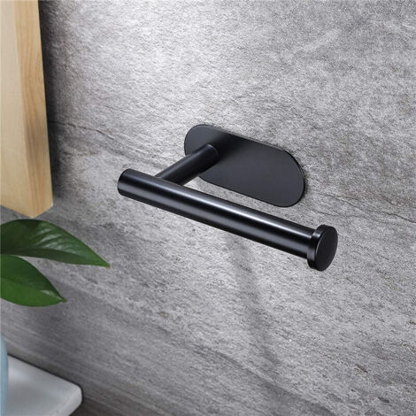 Porte-papier toilette mural en acier inoxydable noir de haute qualité, sans perçage, pour cuisines et salles de bains - RAPANDA (1/5)