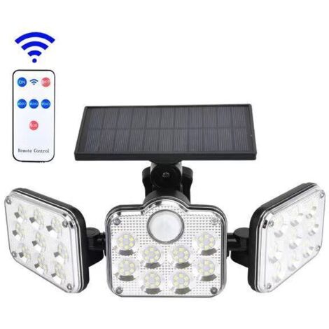 Applique murale solaire de jardin avec 138 LED, trois têtes d'éclairage, détecteur de mouvement PIR, étanche, angle réglable – RAPANDA (1/5)
