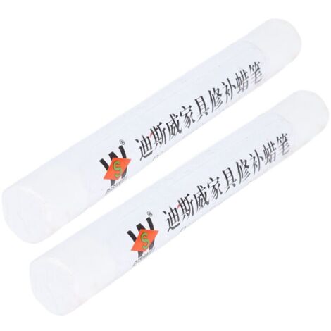 Jeffergarden Lot de 2 crayons de réparation pour meubles et sols, stylos de retouche pour rayures, matériau de réparation pour bois et composite, blanc (1/5)