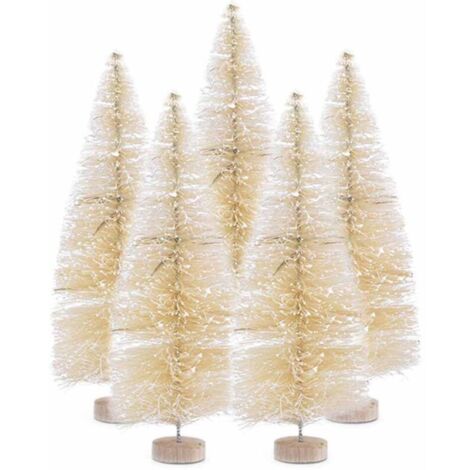 Jeffergarden Sapins de Noël miniatures en soie de sisal et sapins de pin (5 pièces) [Blanc, 12,5 cm] (1/5)