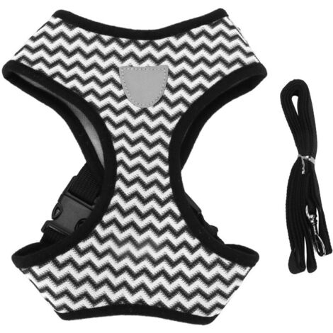 Jeffergarden Harnais Réfléchissant Universel – Pour Chiens et Chats de Taille Petite à Moyenne, avec Longe (Blanc, Taille L) (1/5)