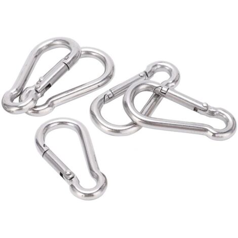 Jeffergarden Lot de 5 mousquetons de 40 mm en acier inoxydable robuste avec ressort pour hamac et laisse de chien (1/5)