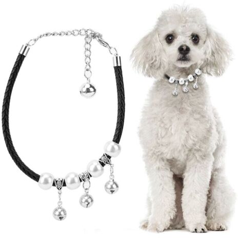 Jeffergarden Collier mignon et ajustable pour chien et chat - Avec grelot - Pour la plupart des animaux de compagnie - Taille M - Noir (1/5)