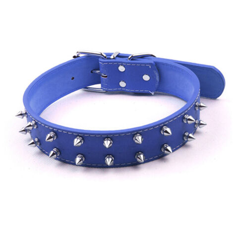 Jeffergarden ‌Collier style punk pour chien - Cuir PU à clous, bleu, réglable - Pour chiens moyens/grands‌ (1/5)