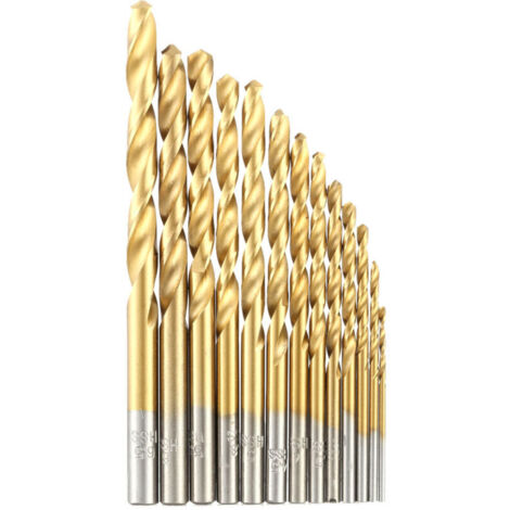 Jeffergarden Jeu de 13 forets hélicoïdaux HSS plaqués titane, système métrique, 1,5-6,5 mm, haute qualité, pour le travail du bois et du métal. (1/5)
