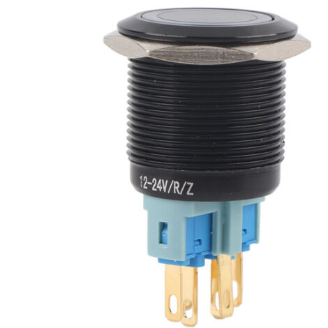 Jeffergarden Interrupteur à bouton-poussoir étanche 22 mm 12 V-24 V à verrouillage automatique et LED blanche (1/5)