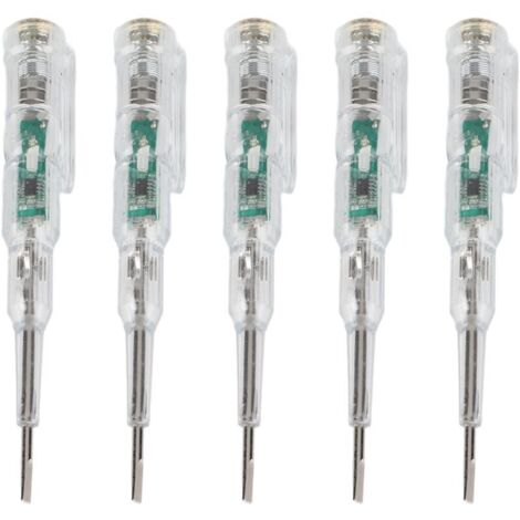 Jeffergarden Stylo testeur électrique multifonctionnel à LED, coque transparente, avec tournevis de tension inductif et éclairage LED lumineux (lot de 5) (1/5)