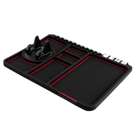 Jeffergarden Tapis de tableau de bord antidérapant, support de téléphone portable, coussin de rangement multifonctionnel en Silicone pour tableau de bord de voiture (1/5)