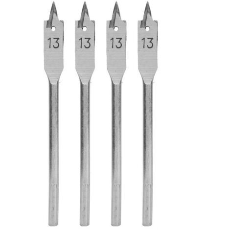 Jeffergarden Jeu de 4 forets plats en acier à haute teneur en carbone pour le travail du bois et la quincaillerie, 13 mm (1/5)