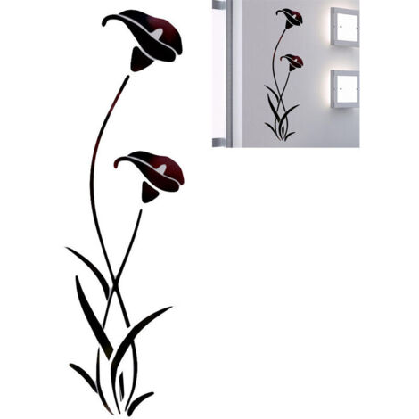 Jeffergarden Autocollant mural miroir fleur amovible, autocollant mural moderne, décoration de la maison (1/5)