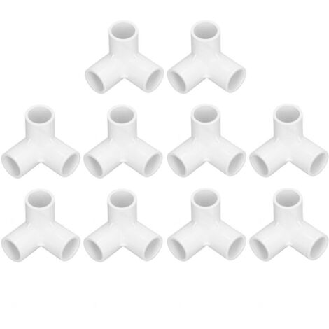 Jeffergarden Lot de 10 raccords de tuyauterie en T à angle droit en PVC, diamètre intérieur 20 mm, blancs (1/5)