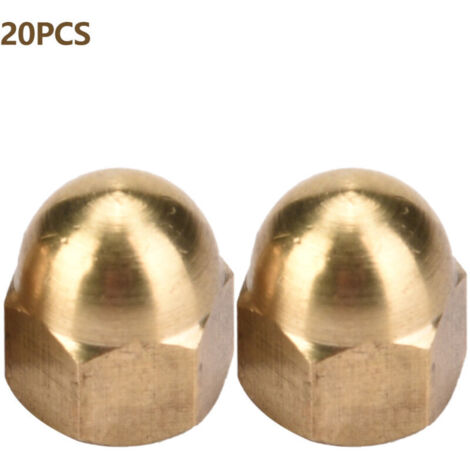 Jeffergarden Kit d'écrous borgnes en laiton, écrous hexagonaux à tête bombée, fixations pour véhicules (M6, 20 pièces) (1/5)
